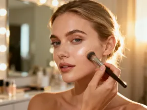 Kobieta relaksująca stopy w drewnianej misce z ciepłą wodą, płatkami kwiatów i plastrami cytryny w domowym spa.